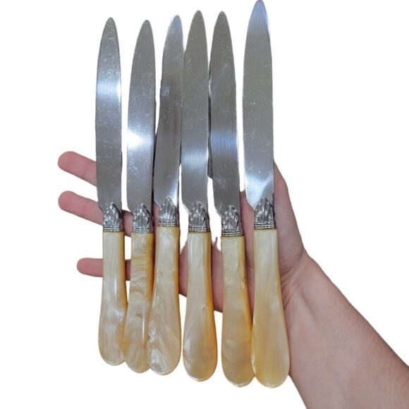 Mikasa Japan Vintage Mother of Pearl Prisma Butter Knives Set of 6 Elegant Gift - Picture 6 of 6
